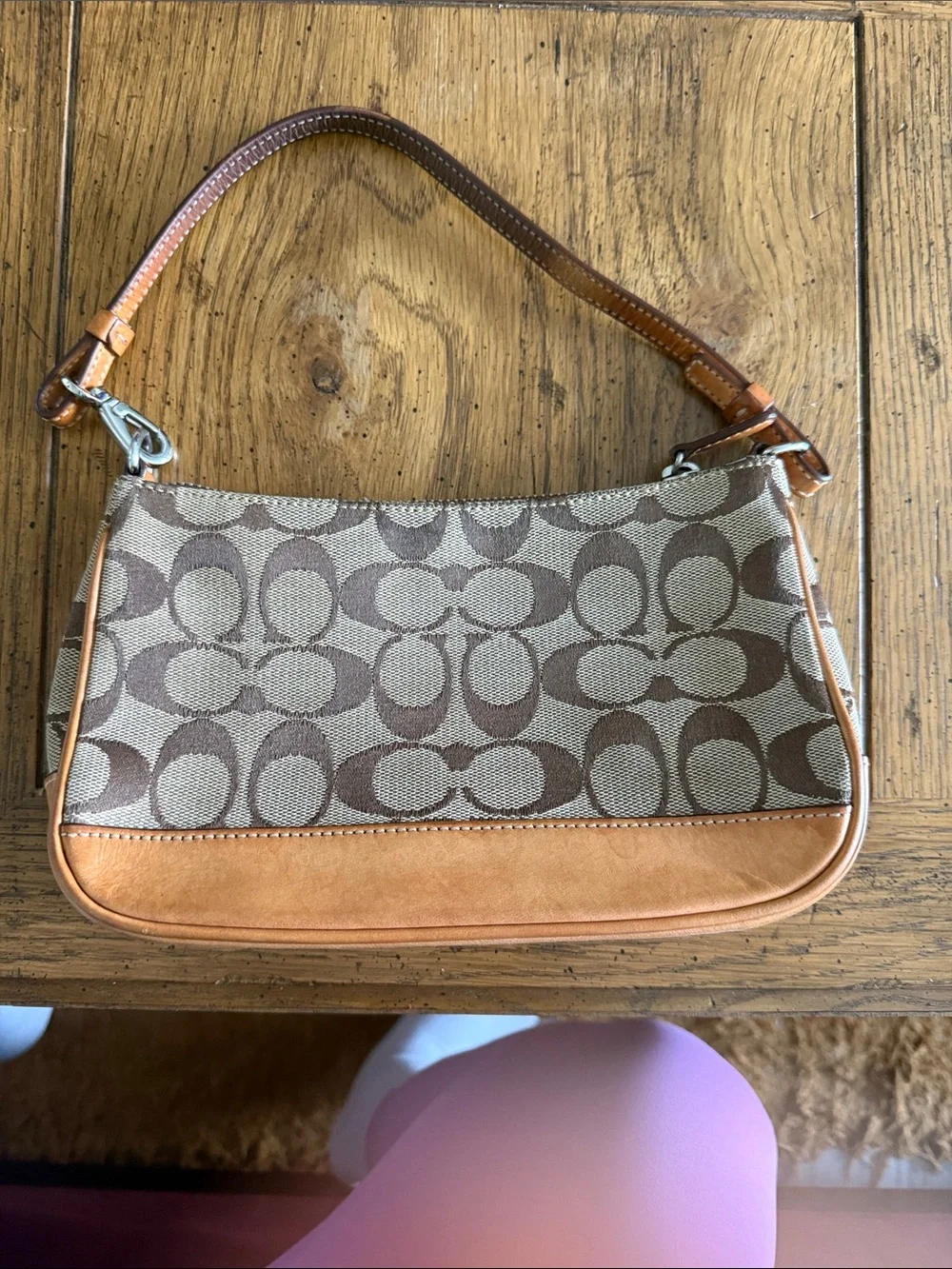 Coach Brown/Tan Signature Canvas Shoulder Bag - Picture 1 of 7
